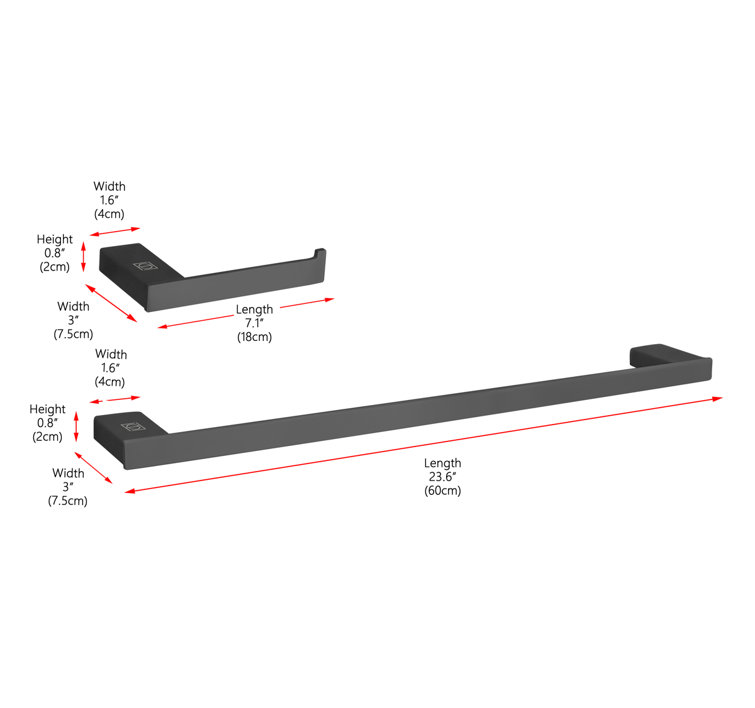 Matte Black Stainless Steel 2-Piece Bathroom Hardware Set