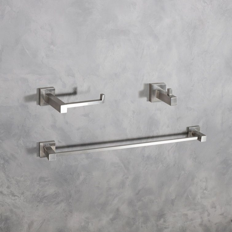 Brushed Nickel 3-Piece Stainless Steel Bathroom Hardware Set