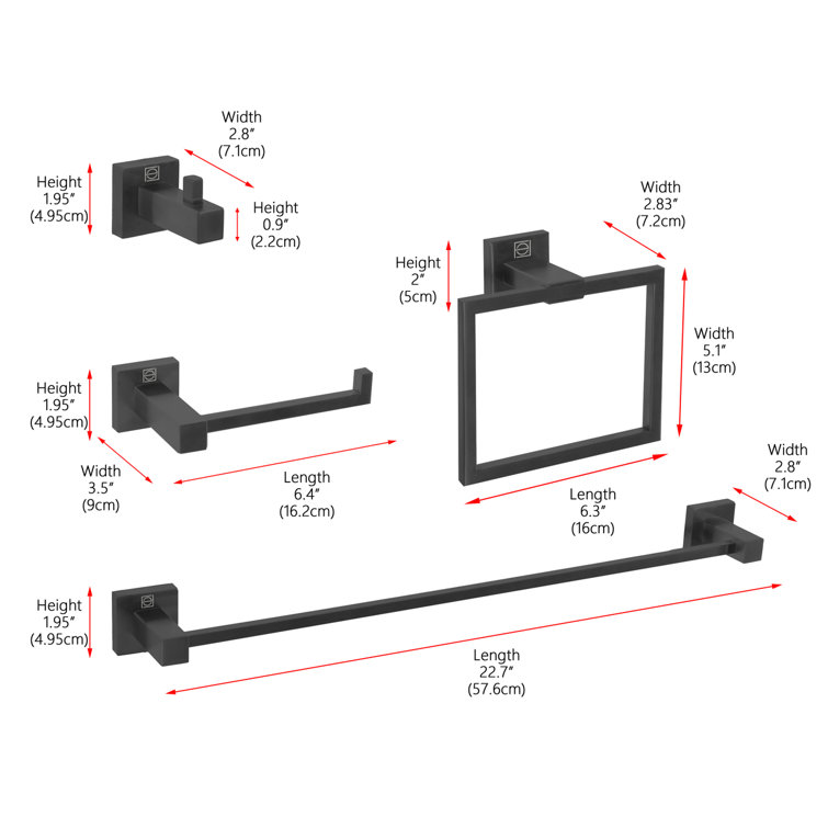 Isla Matte Black Stainless Steel 4-Piece Bathroom Hardware Set