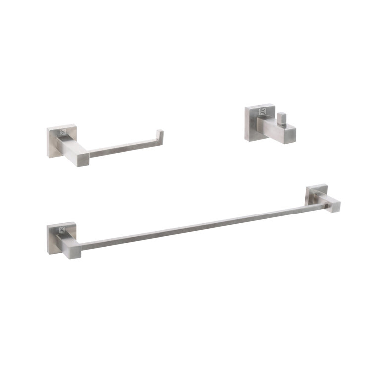 Brushed Nickel 3-Piece Stainless Steel Bathroom Hardware Set