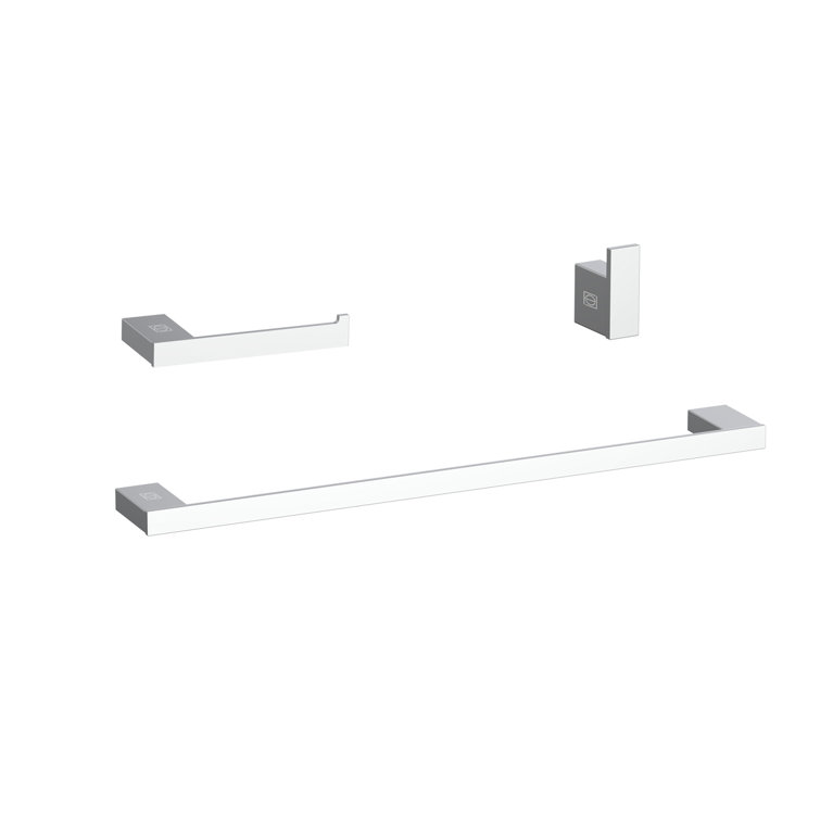 Chrome Minimalist 3-Piece Bathroom Hardware Set