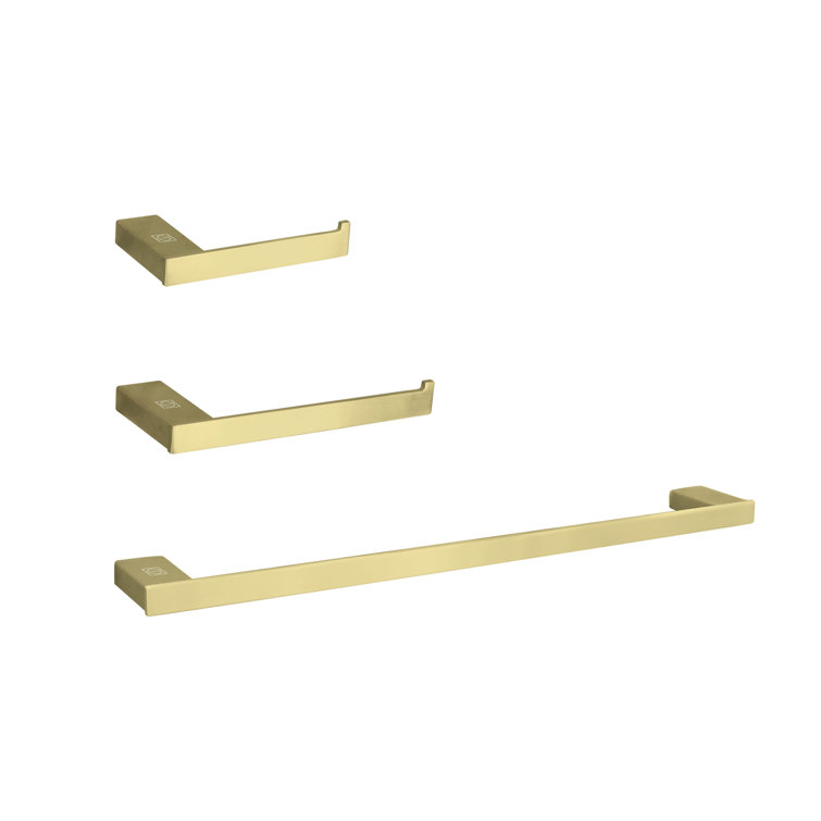 Brushed Gold Stainless Steel 3-Piece Bathroom Hardware Set