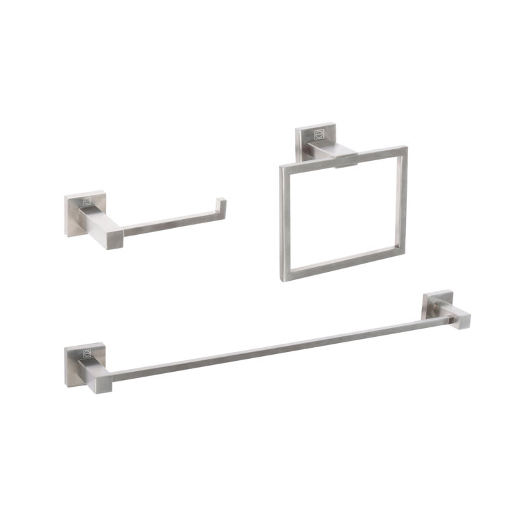 Brushed Nickel Stainless Steel 3-Piece Bathroom Hardware Set