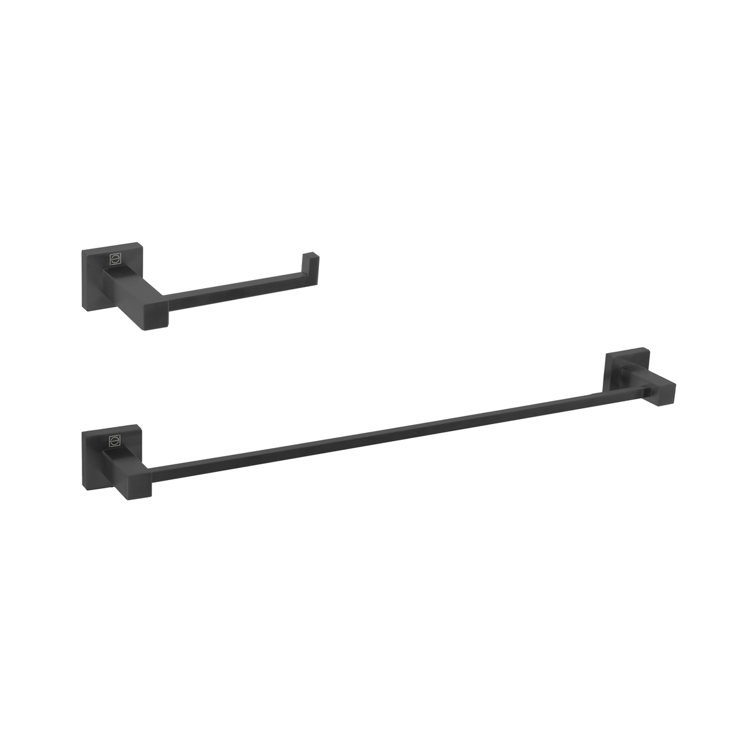 Matte Black Stainless Steel Bathroom Hardware Set, 2-Piece