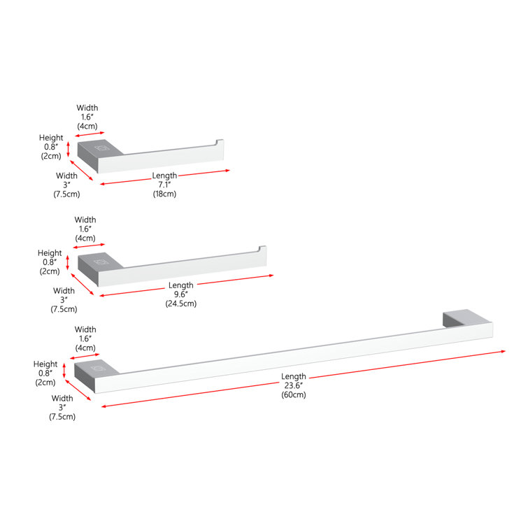Sofia Chrome 3-Piece Bathroom Hardware Set with Towel Bar
