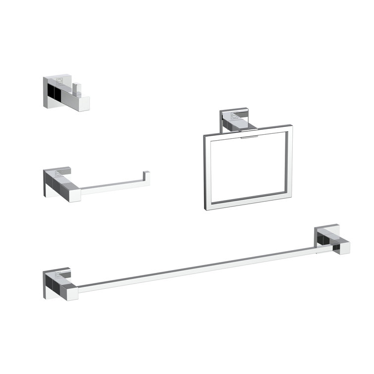 Chrome Stainless Steel 4-Piece Bathroom Hardware Set