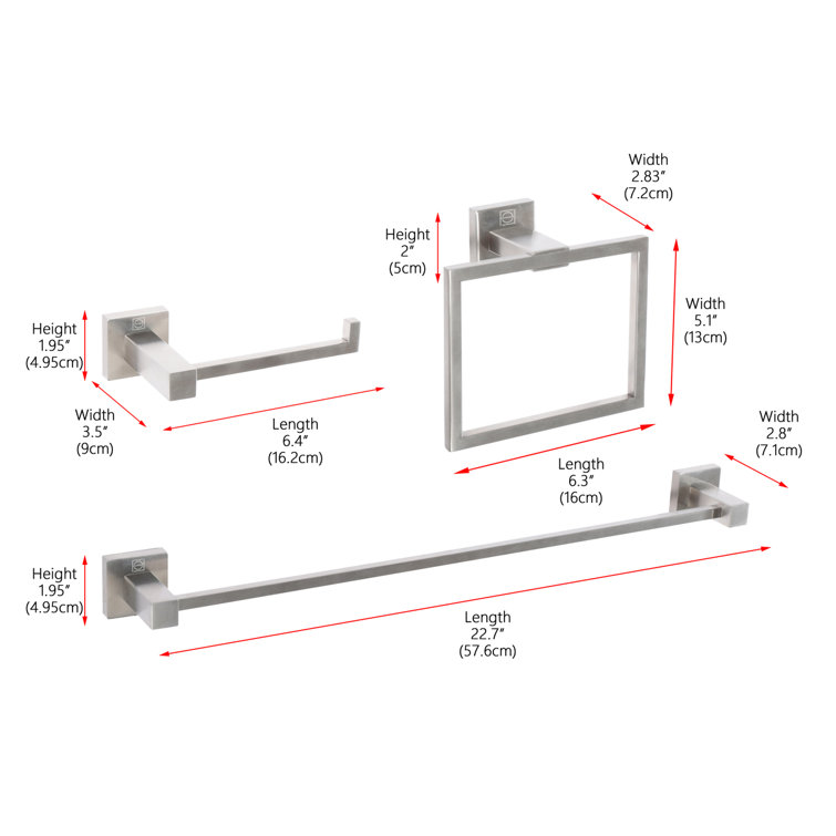 Brushed Nickel Stainless Steel 3-Piece Bathroom Hardware Set