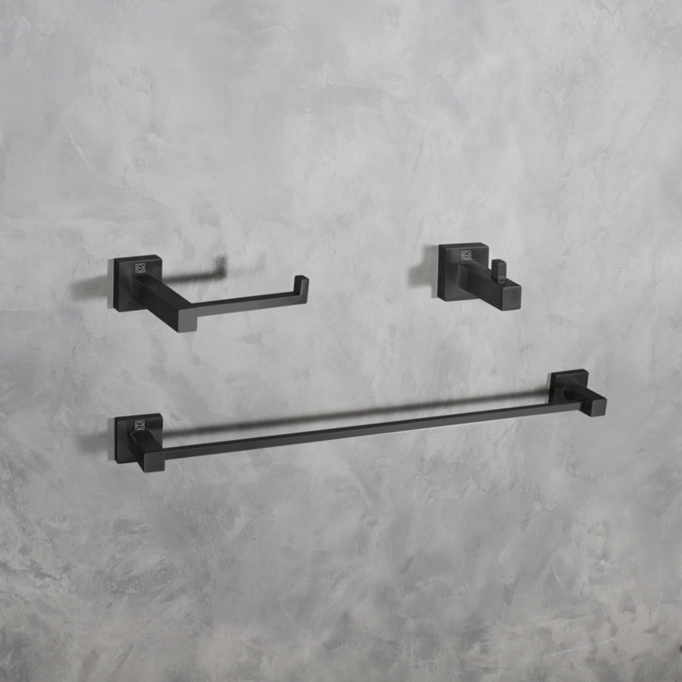 Matte Black Stainless Steel 3-Piece Bathroom Hardware Set