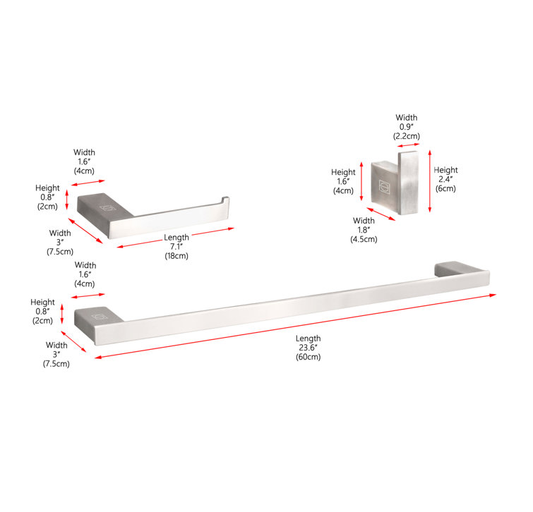 Sofia Brushed Nickel 3-Piece Stainless Steel Bathroom Hardware Set
