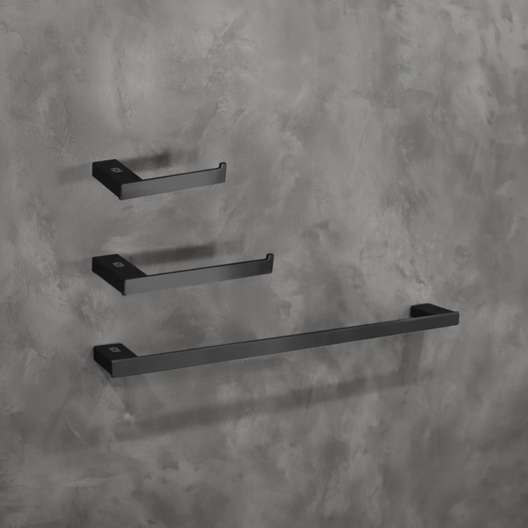 Matte Black Stainless Steel 3-Piece Bathroom Hardware Set