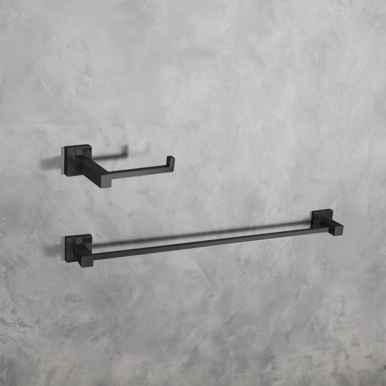 Matte Black Stainless Steel Bathroom Hardware Set, 2-Piece