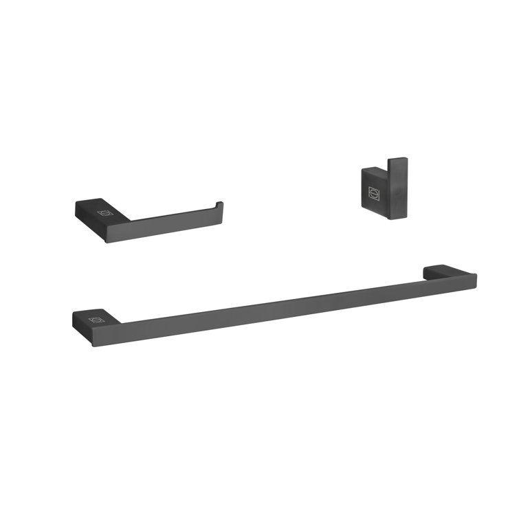 Matte Black Stainless Steel 3-Piece Bathroom Hardware Set