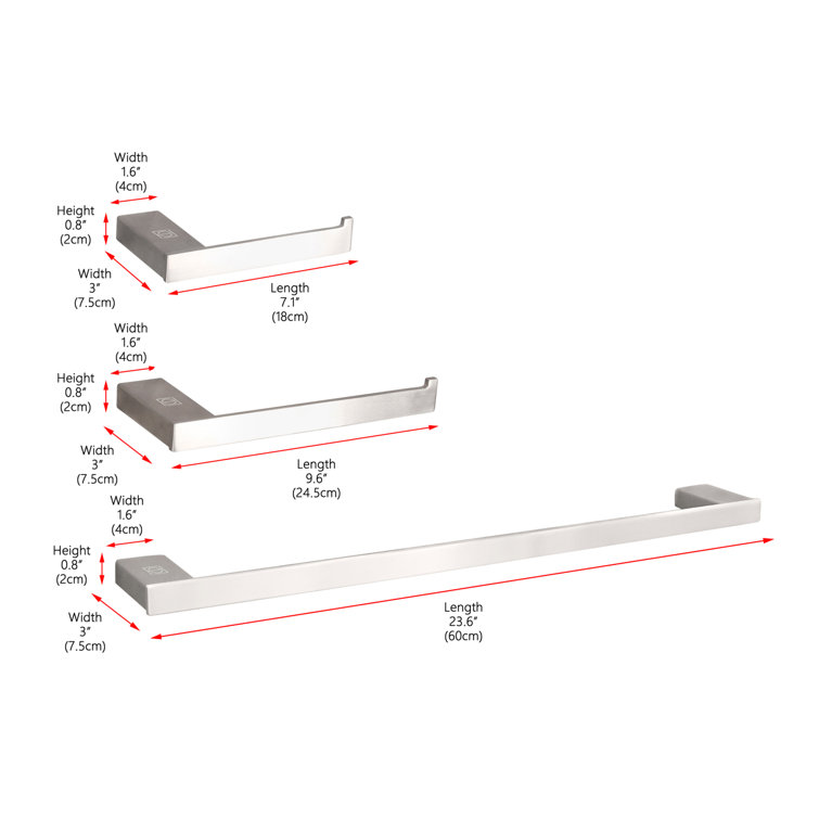 Sofia Brushed Nickel 3-Piece Stainless Steel Bathroom Hardware Set