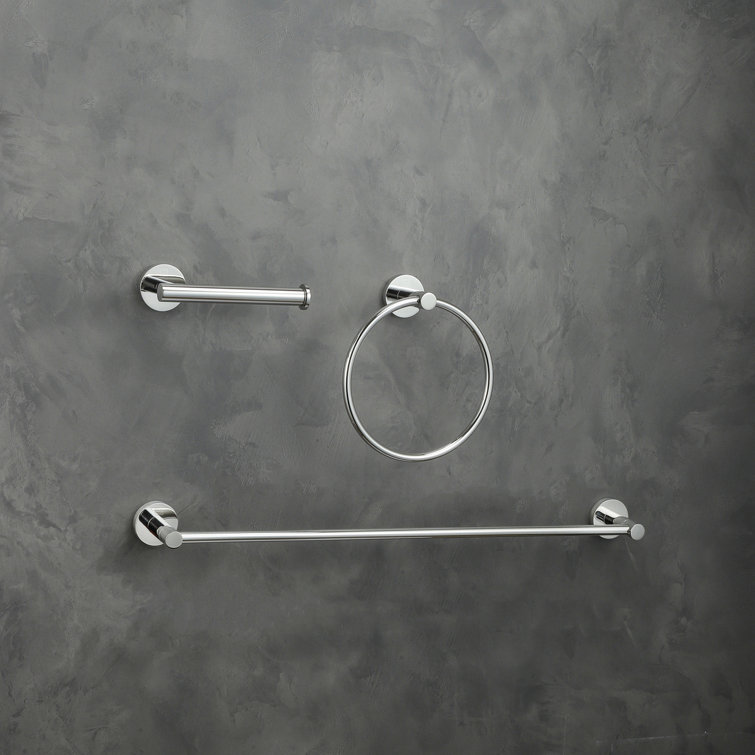 Chrome 3-Piece Stainless Steel Bathroom Hardware Set