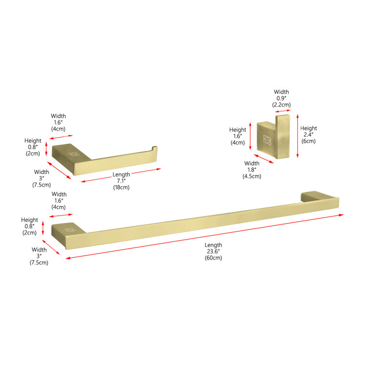 Brushed Gold Stainless Steel Bathroom Hardware Set