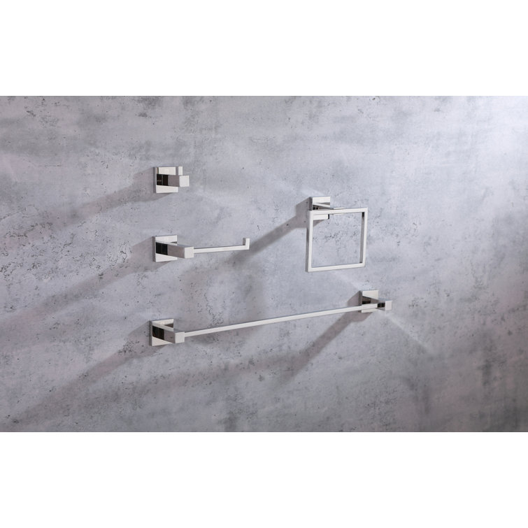 Chrome Stainless Steel 4-Piece Bathroom Hardware Set
