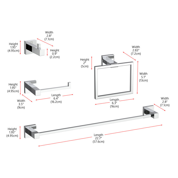 Chrome Stainless Steel 4-Piece Bathroom Hardware Set
