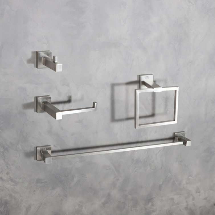 Brushed Nickel 4-Piece Stainless Steel Bathroom Hardware Set