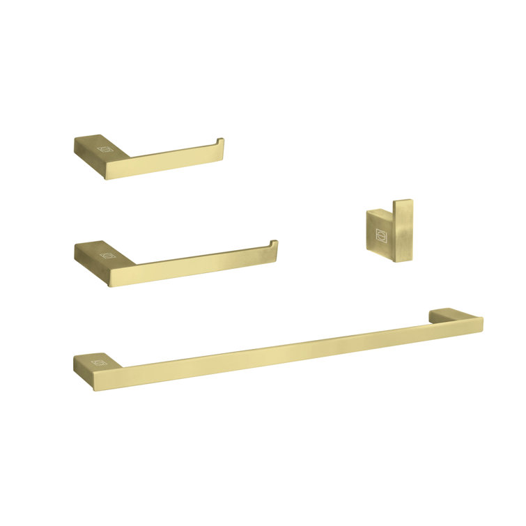 Brushed Gold Stainless Steel 4-Piece Bathroom Hardware Set