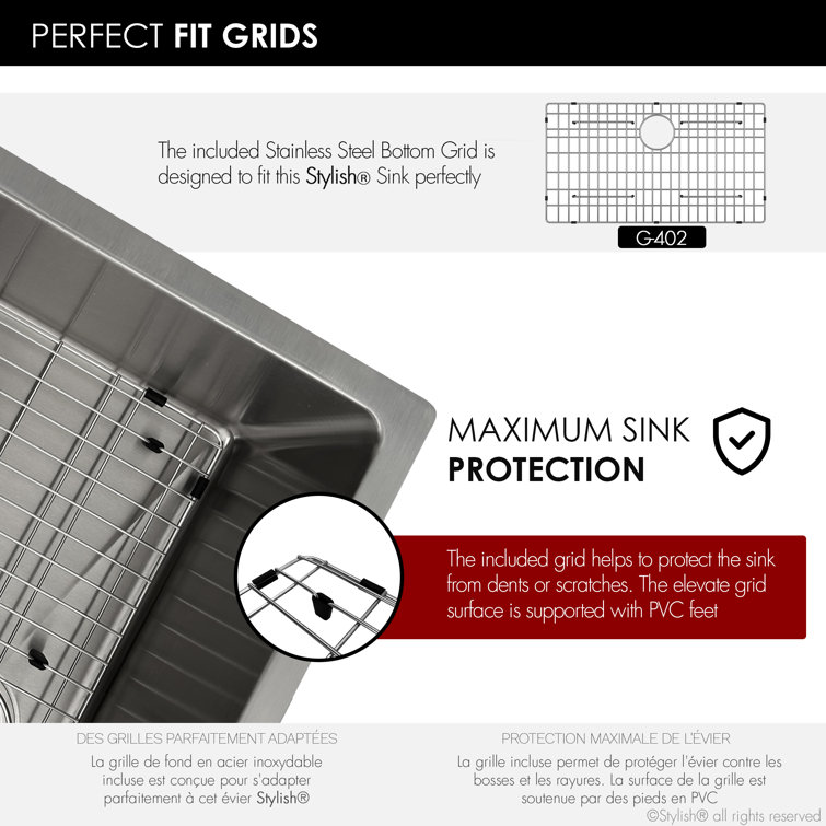 31-Inch Stainless Steel Drop-In Kitchen Sink with Grid and Strainer