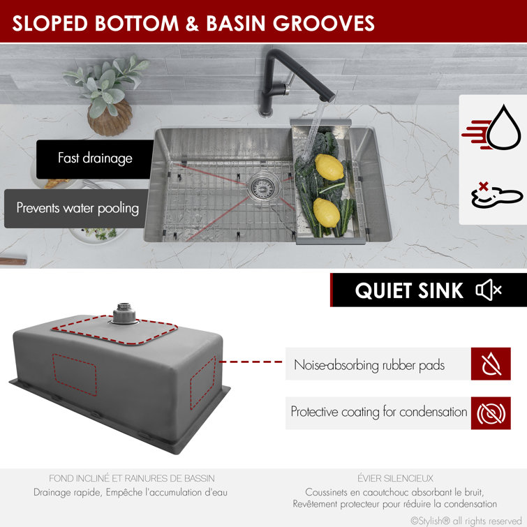 31-Inch Stainless Steel Drop-In Kitchen Sink with Grid and Strainer