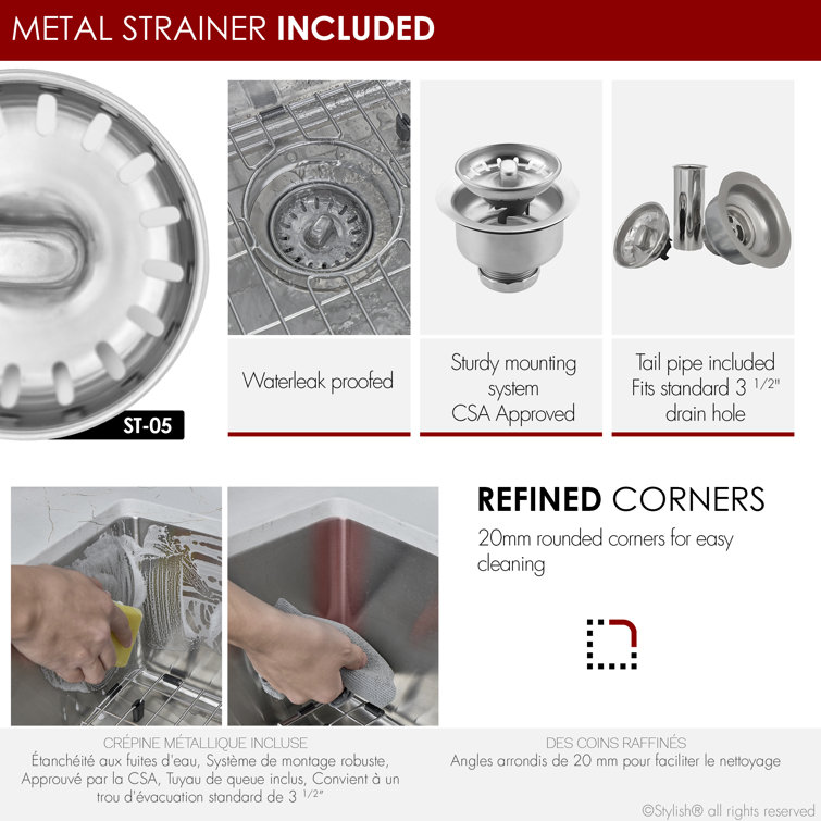 31-Inch Stainless Steel Drop-In Kitchen Sink with Grid and Strainer