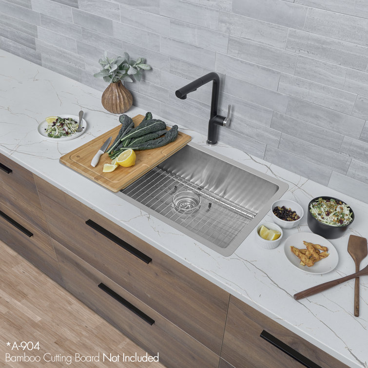 31-Inch Stainless Steel Drop-In Kitchen Sink with Grid and Strainer
