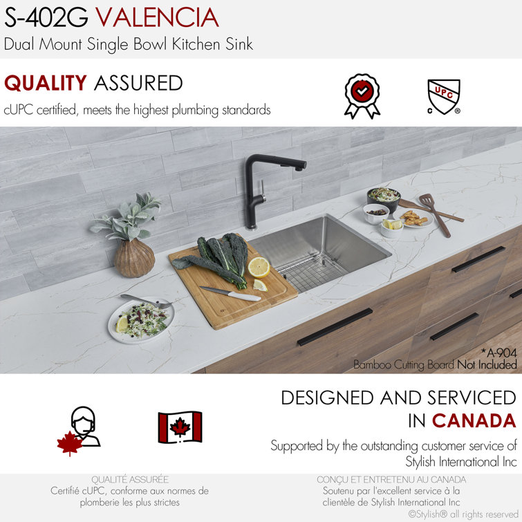 31-Inch Stainless Steel Drop-In Kitchen Sink with Grid and Strainer