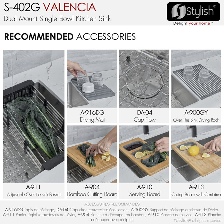 31-Inch Stainless Steel Drop-In Kitchen Sink with Grid and Strainer