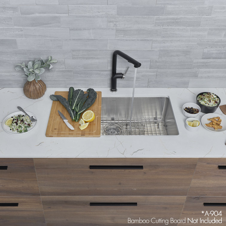 31-Inch Stainless Steel Drop-In Kitchen Sink with Grid and Strainer