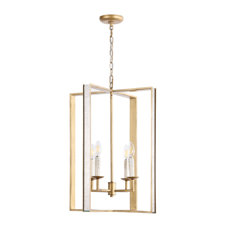 Antique Gold 18" Glass and Metal LED Pendant Light