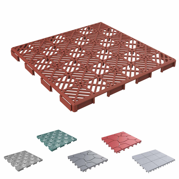 Terracotta 12" Square Interlocking Patio Deck Tiles
