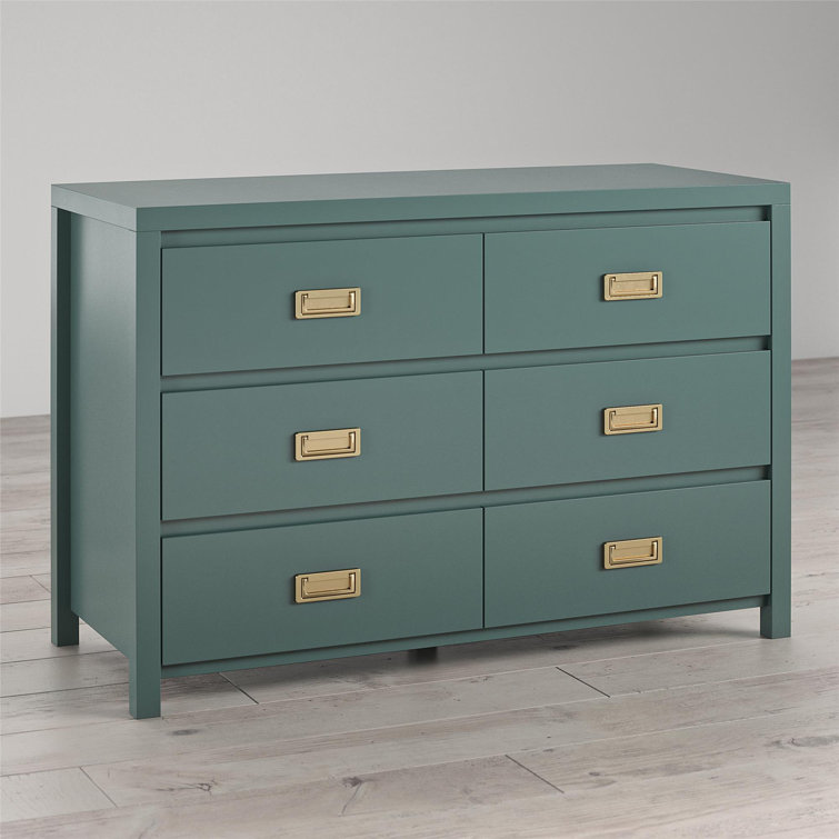Hunter Green Double Dresser with Gold Drawer Pulls