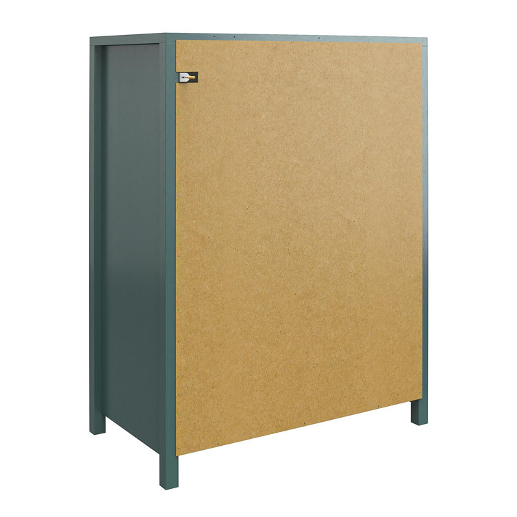 Hunter Green Vertical 5-Drawer Kids' Dresser with Gold Pulls