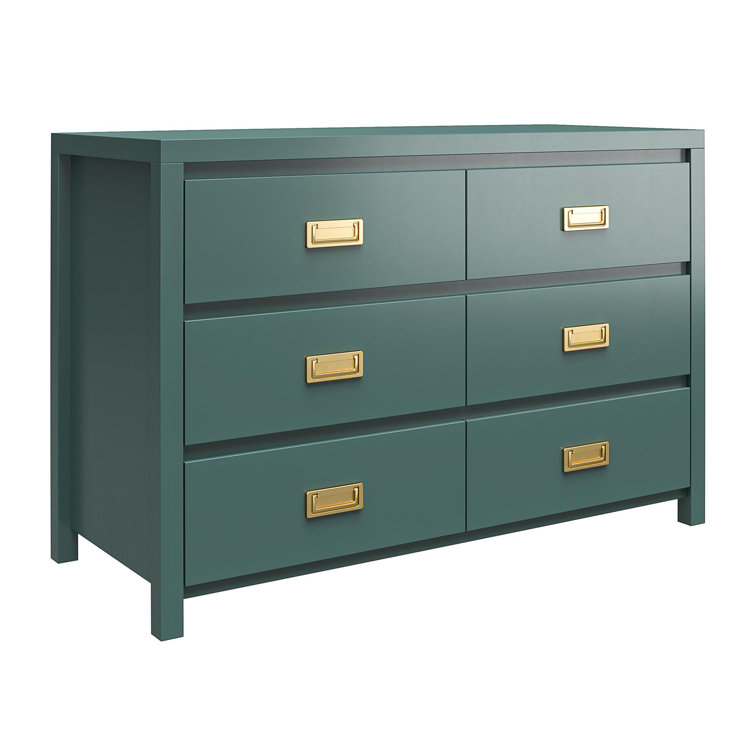 Hunter Green Double Dresser with Gold Drawer Pulls