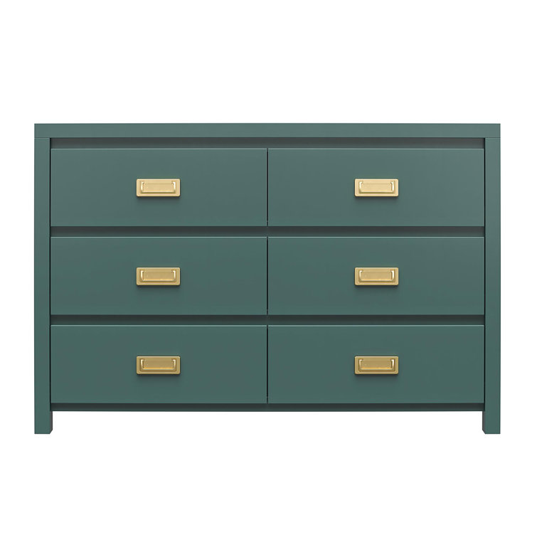 Hunter Green Double Dresser with Gold Drawer Pulls