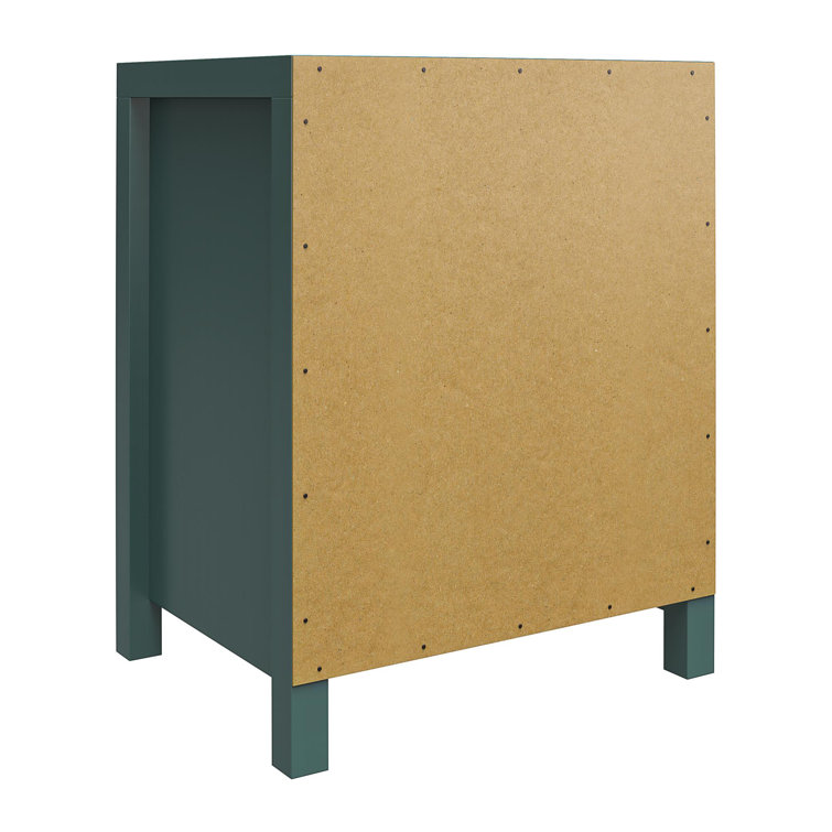 Hunter Green MDF Kids' Nightstand with Gold Drawer Pulls