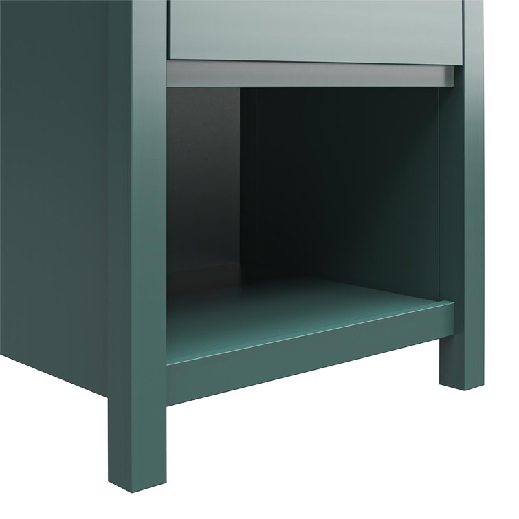 Hunter Green MDF Kids' Nightstand with Gold Drawer Pulls