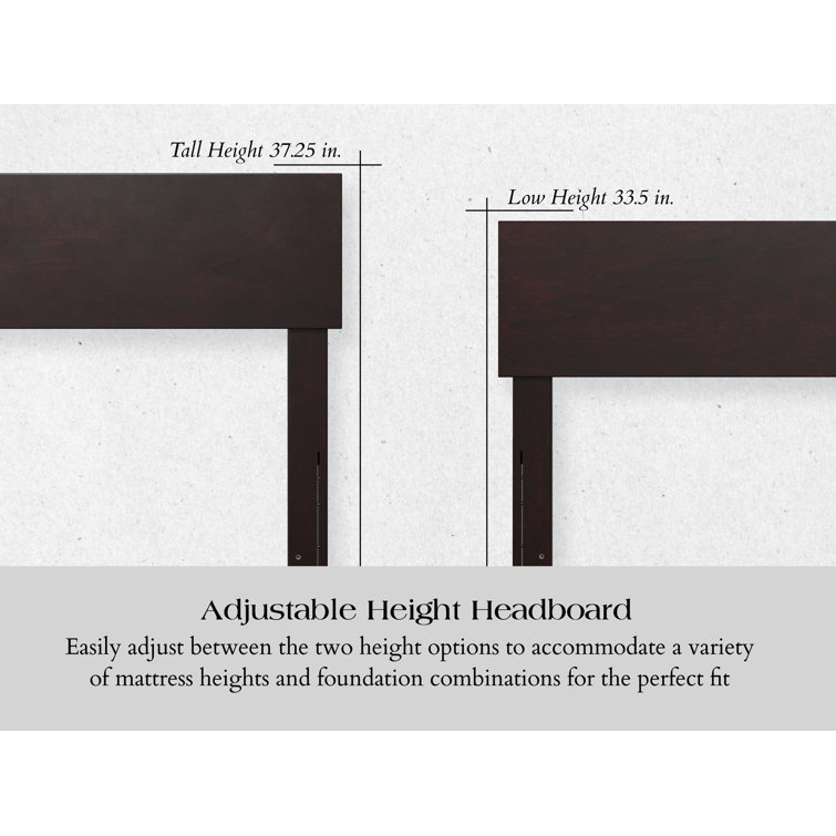 Light Toffee Full Solid Wood Low Profile Platform Bed with Adjustable Headboard