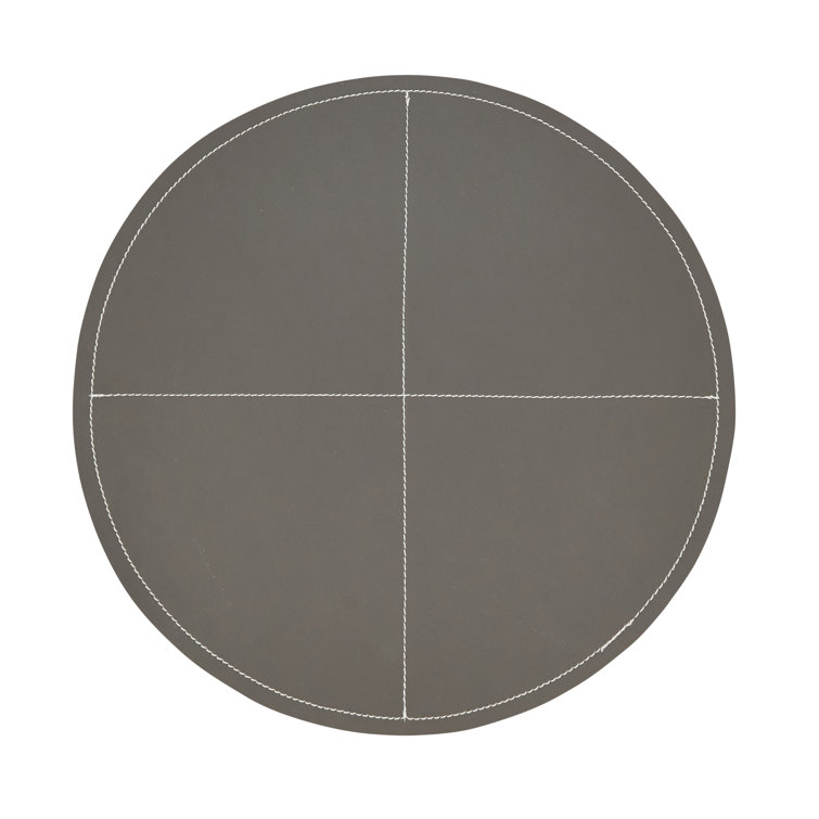 Gray Faux Leather Round Placemats Set of Four