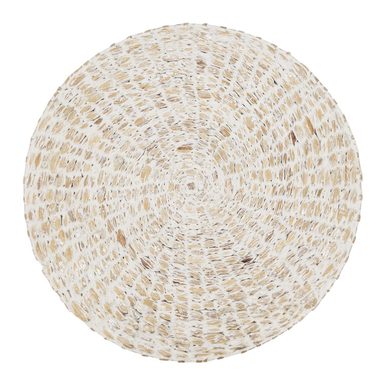 Beige and White Natural Fiber Round Placemats, Set of 4