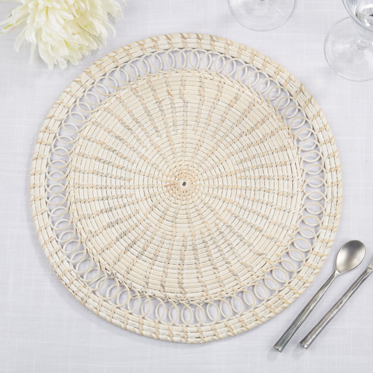 Natural Rattan Loopy Spiral Round 15'' Placemat Set of 4