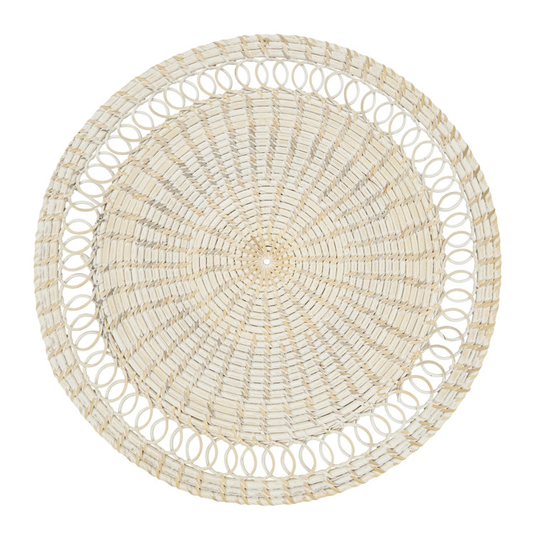 Natural Rattan Loopy Spiral Round 15'' Placemat Set of 4