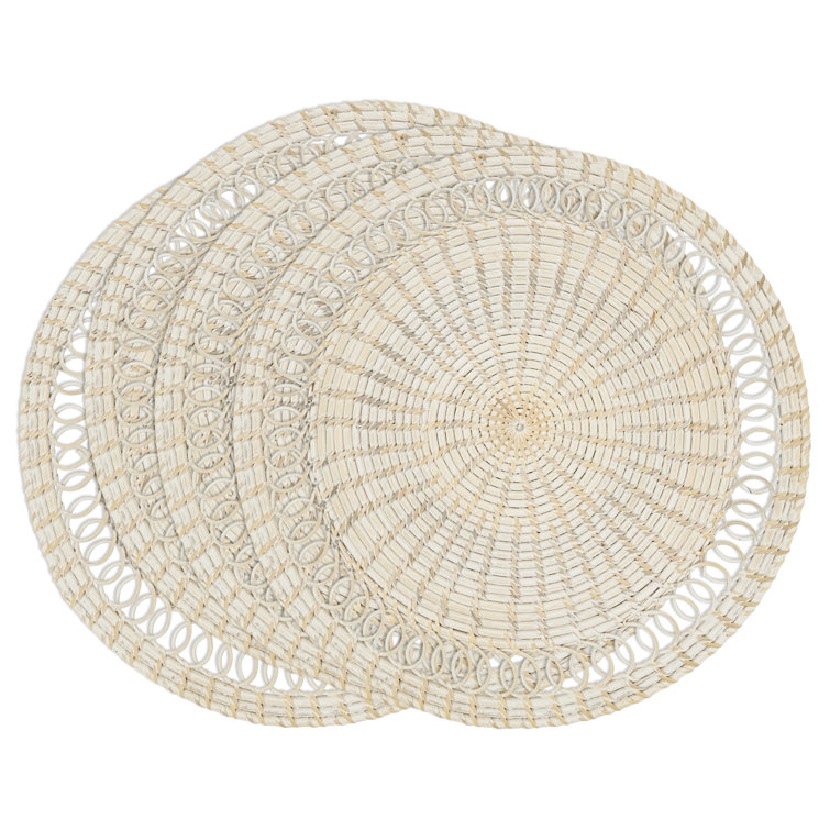 Natural Rattan Loopy Spiral Round 15'' Placemat Set of 4