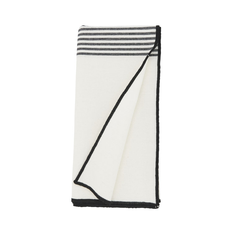White and Black Striped Cotton Napkin Set of Four