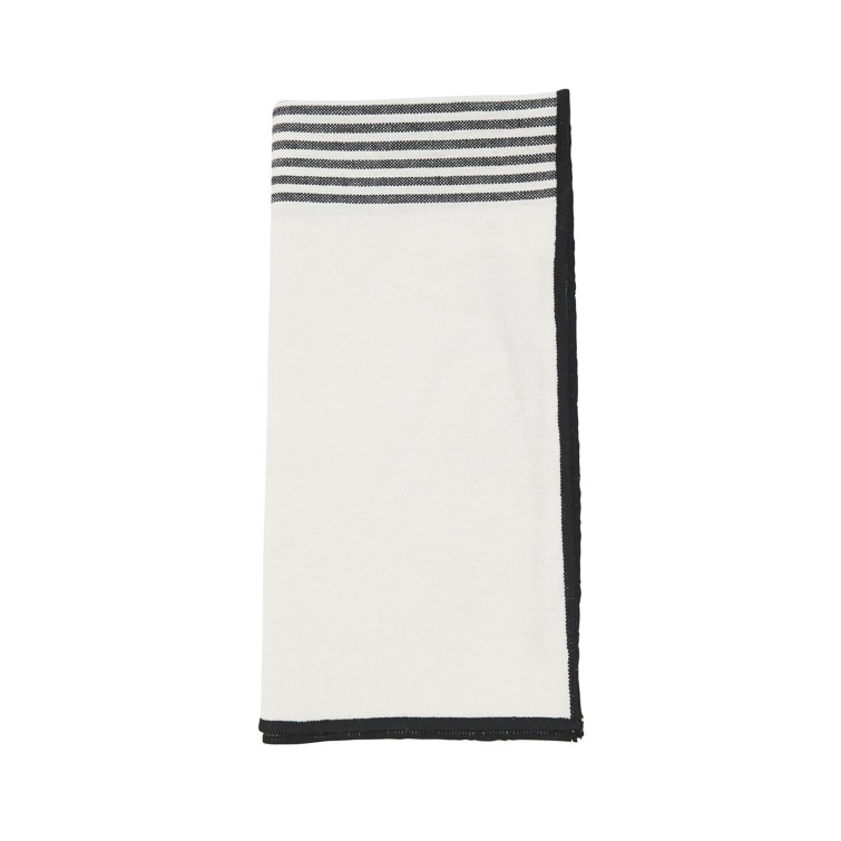 White and Black Striped Cotton Napkin Set of Four