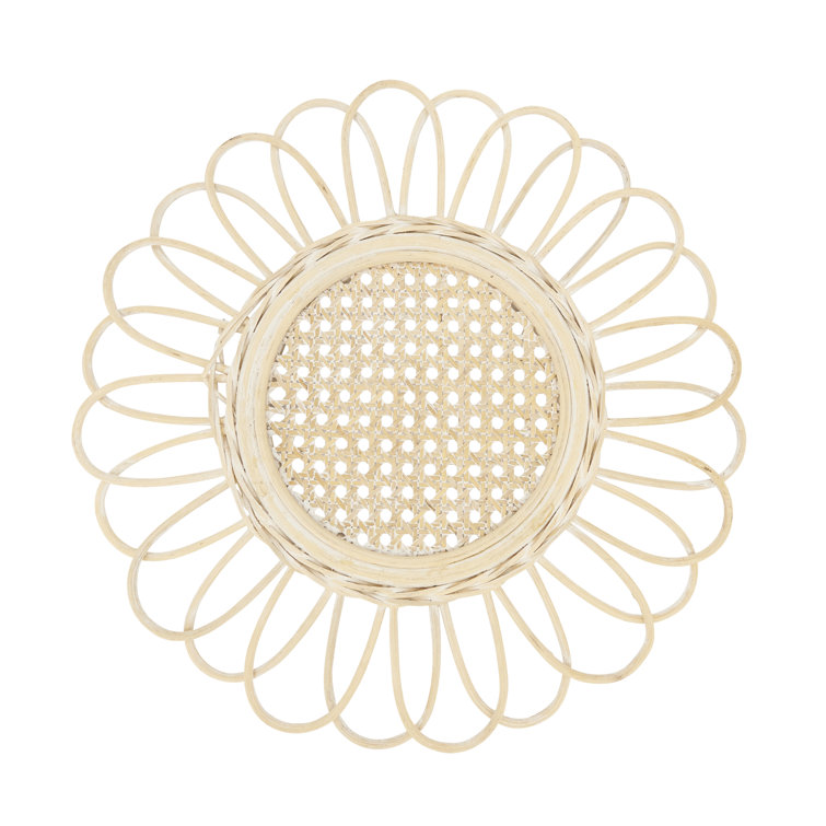 Cream Scallop Round Rattan Placemats, Set of Four