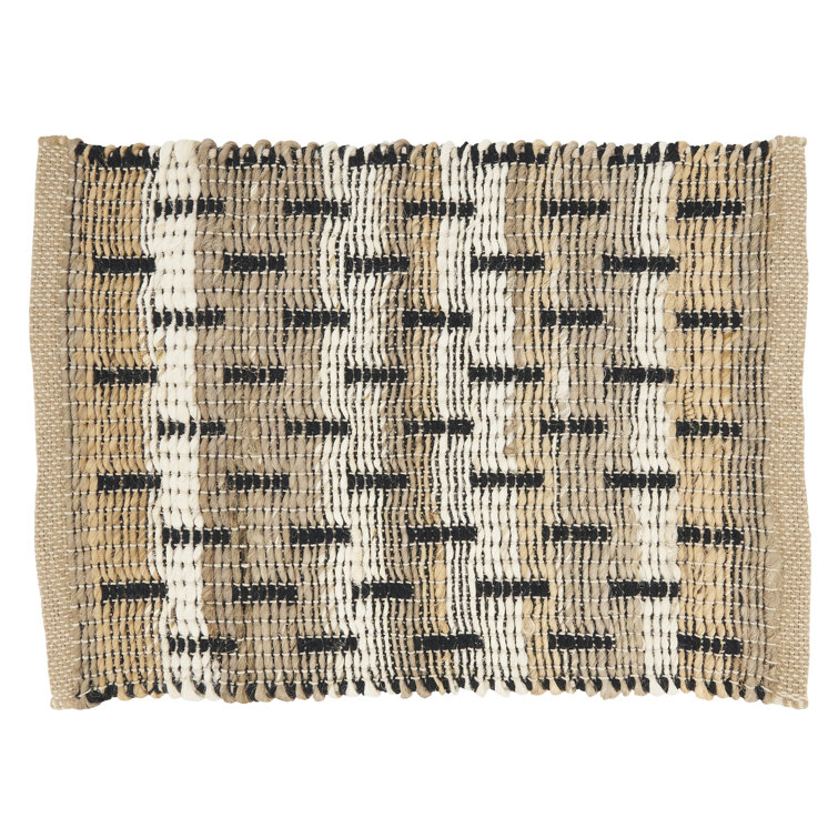 Beige and Tan Jute-Cotton Rectangle Placemats, Set of 4