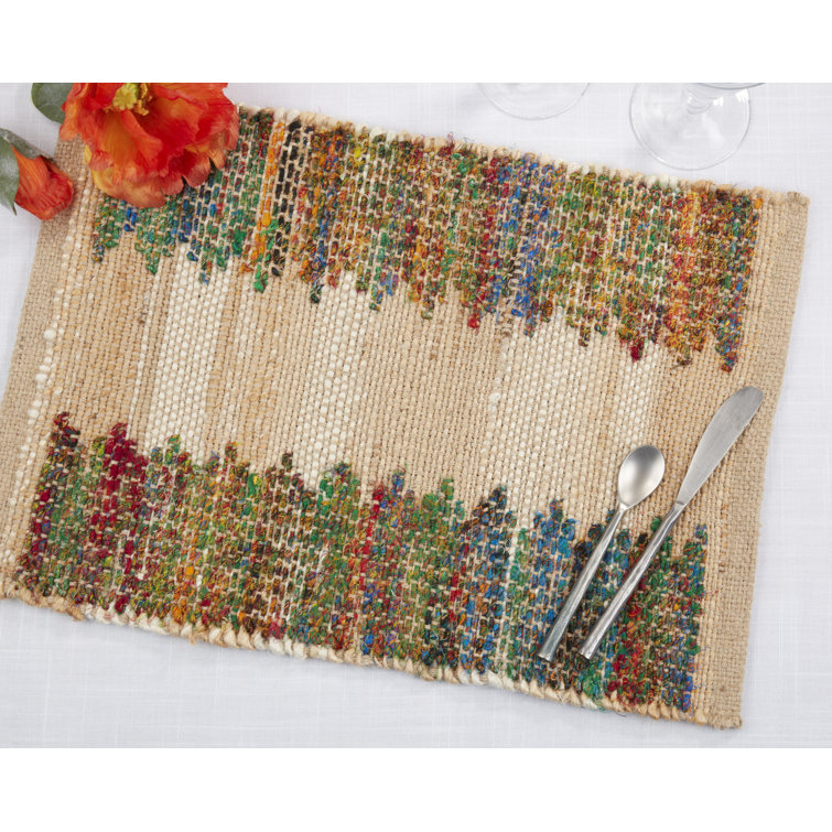 Rainbow Rhythm Multicolor Jute and Cotton Placemats, Set of 4