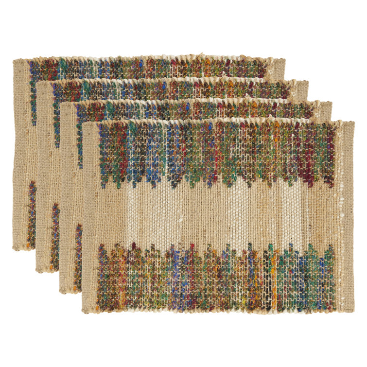 Rainbow Rhythm Multicolor Jute and Cotton Placemats, Set of 4